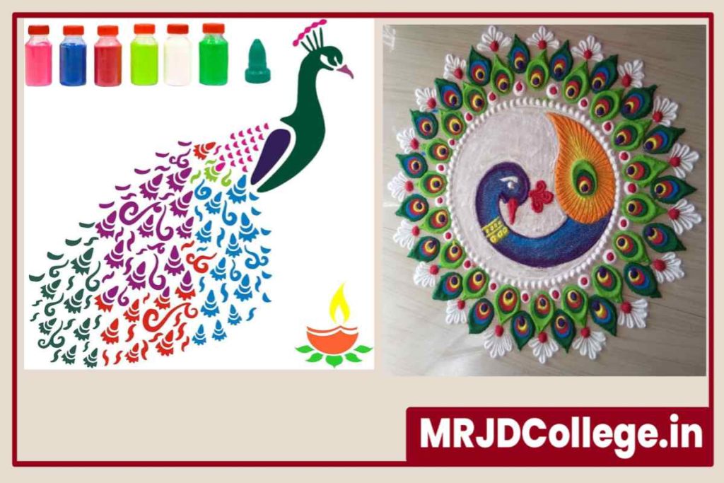 Peacock Rangoli Designs for Diwali 2024