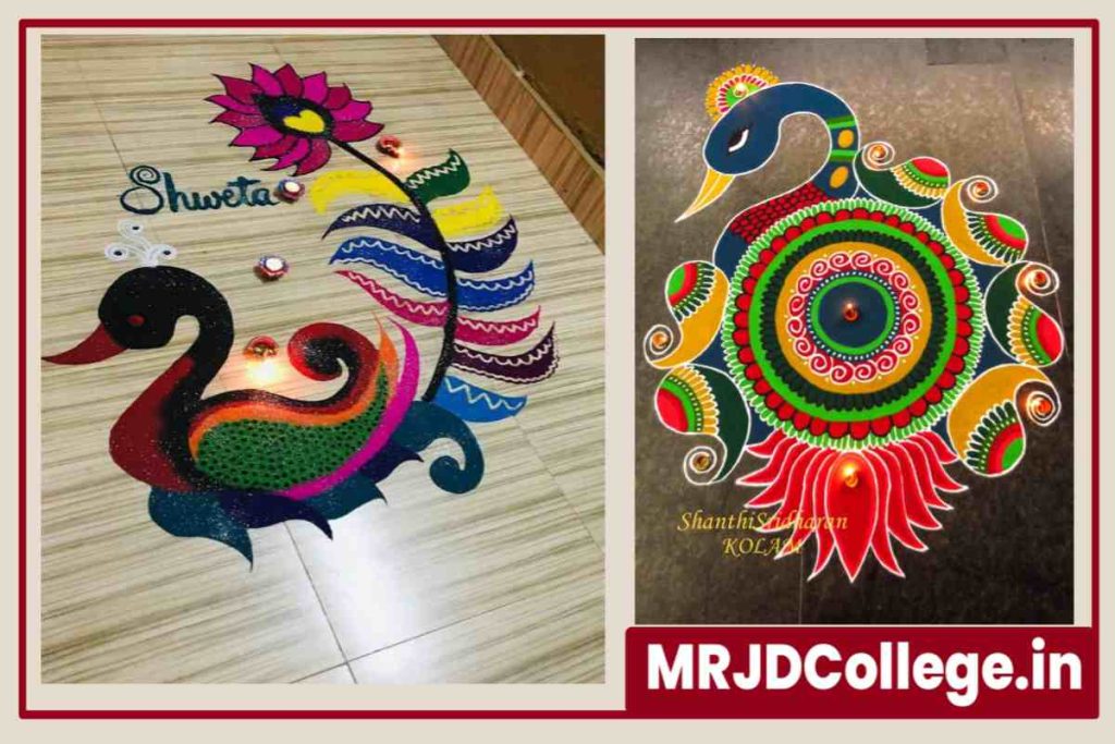 Peacock Rangoli Designs for Diwali 2024